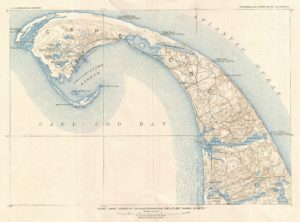 1908 US Geological Survey Map of Provincetown, Truro, & part of Wellfleet Cape Cod, Massachusetts
