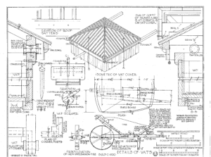 Detail diagram of a salt works evaporating vat rolling covers, used on Cape Cod